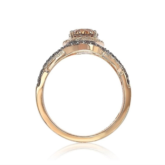 🔹️Suzy Levian🔹️Rose Sterling Silver Brown Cubic Zirconia Crossover Bridal Ring - Picture 7 of 11